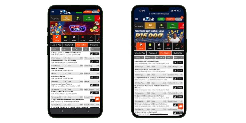log in to World Sports Betting Mobile App