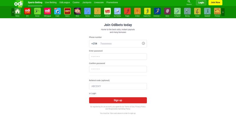 How to register on Odibets