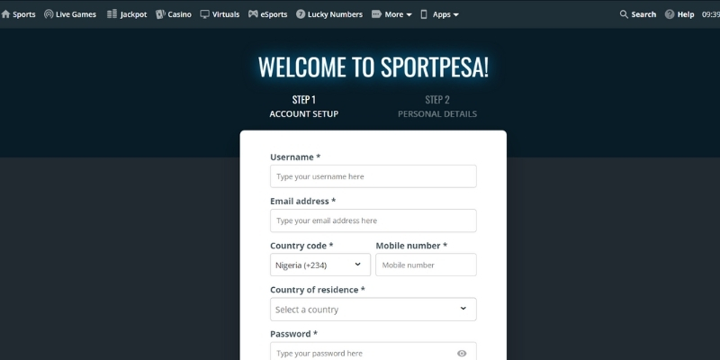 Sportpesa Kenya registration