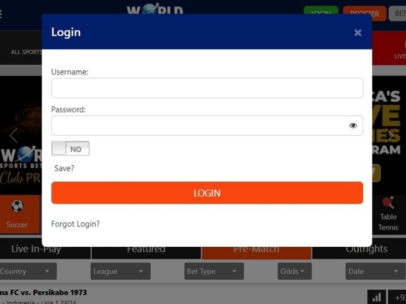 World Sports Betting register
