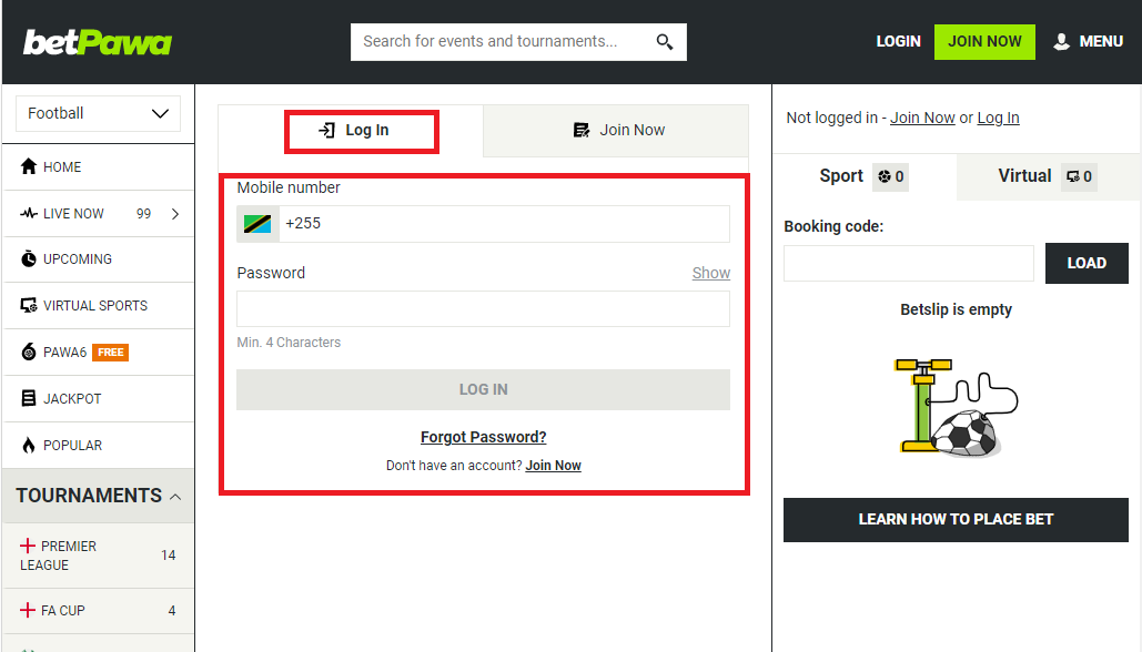 How to Login to betPawa Tanzania