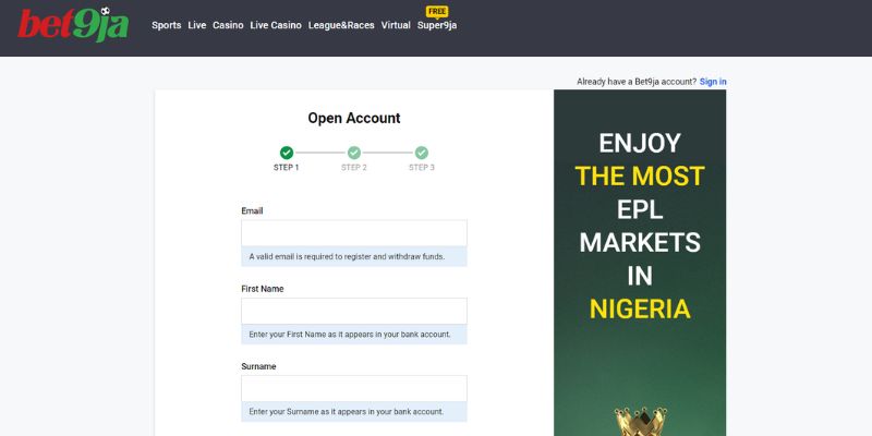 Instructions for registering Bet9ja for newbies