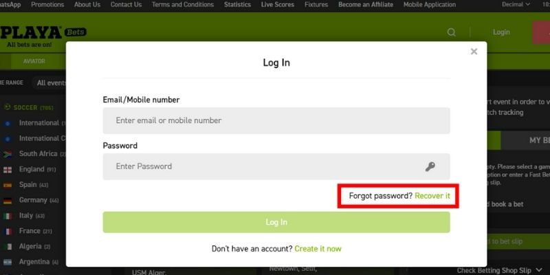 Click on 'Forgot Password' to reset your Playabets password