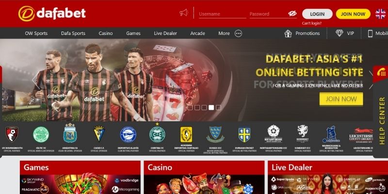 Visit the Dafabet homepage to log in