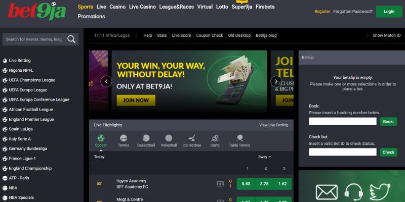 Visit the Bet9ja Website to Log In